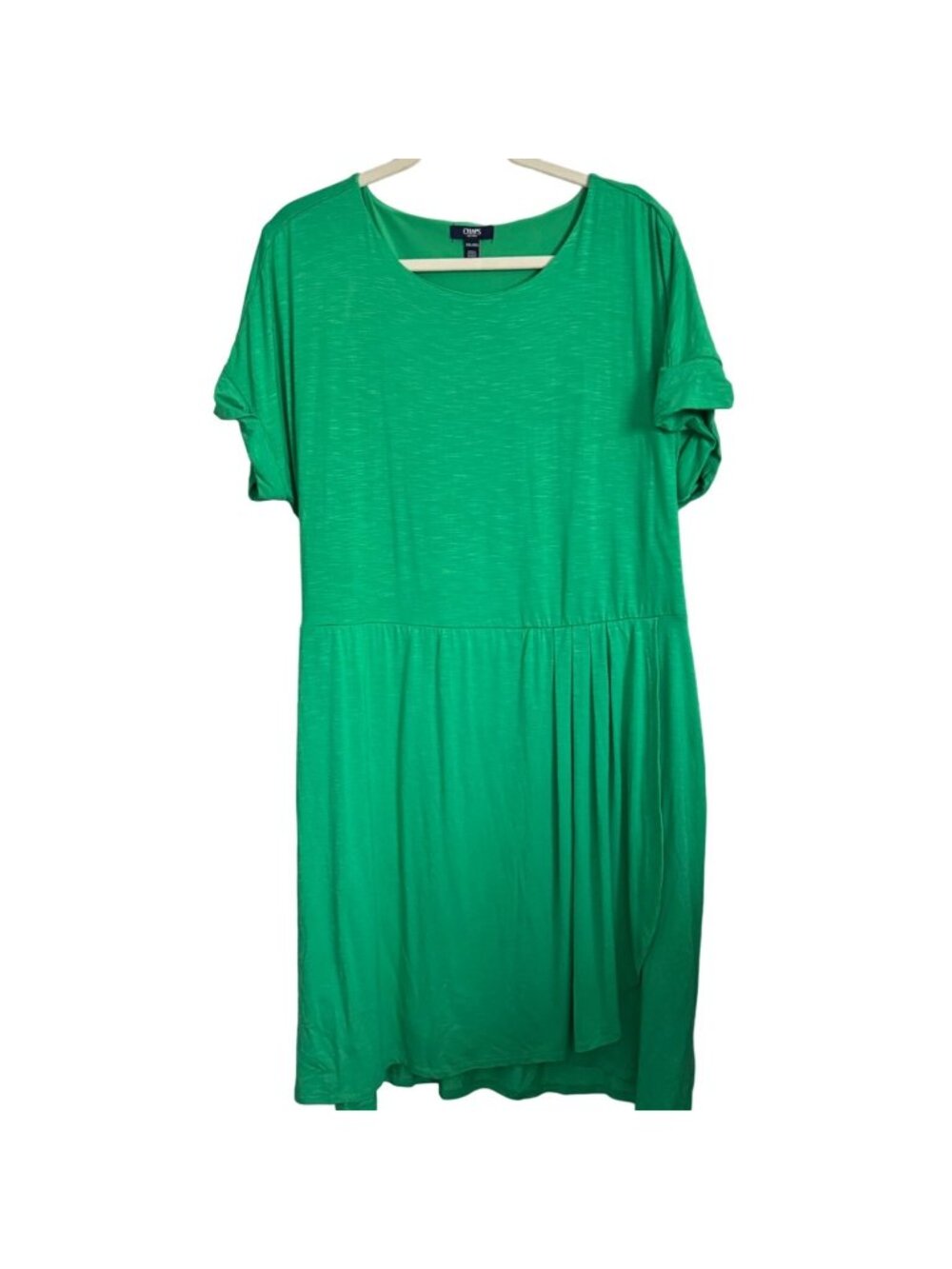 Chaps Green Short Sleeve Dress Size XXL women belted dress